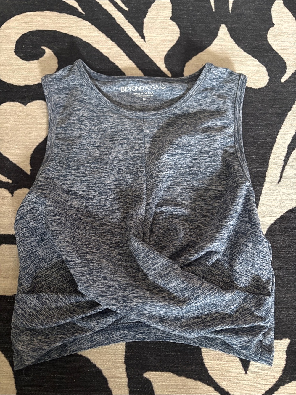 Beyond Yoga Blue-Gray Twist Crop Tank